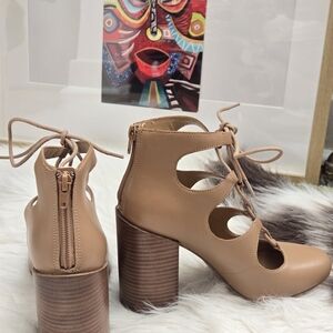 Aldo Tan Lace-Up Block Heels
